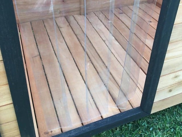 Plastic Curtain to Door on Large Timber Dog Kennel