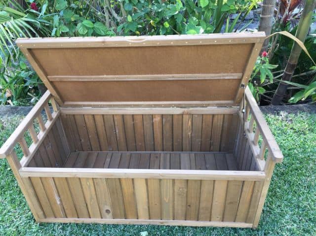 Wooden storage box opening