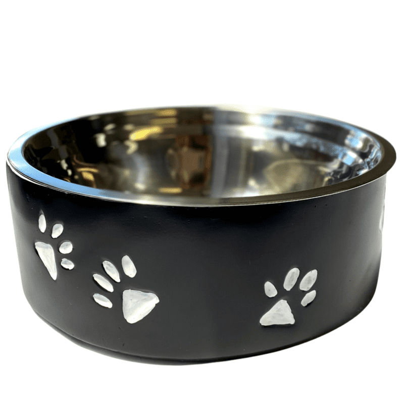 Bowl - Black with white paws