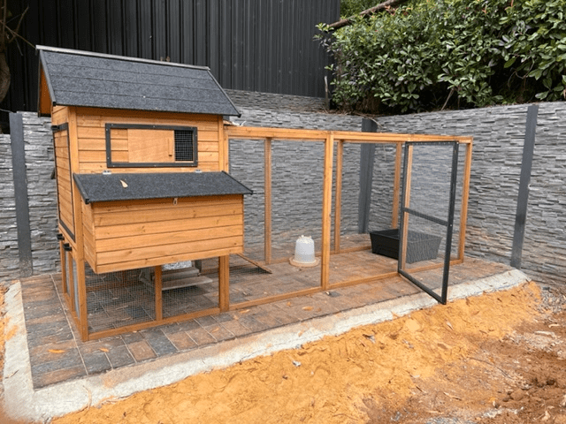 Cabana Chicken Coop on tiles